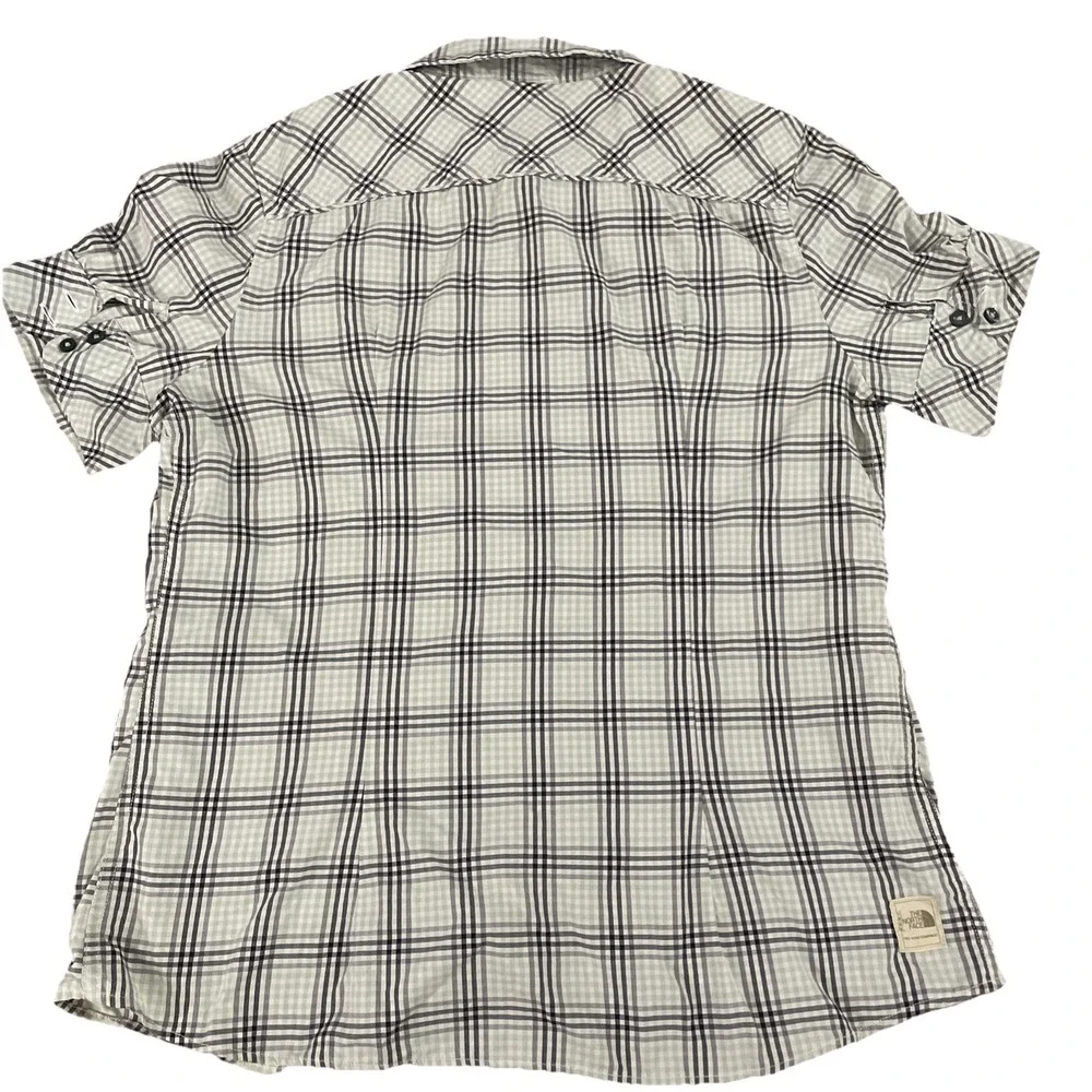 The North Face Women's XL Plaid Shirt Green Gray Button Front Outdoor Hiking - Picture 6 of 11
